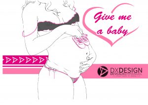 DXDESIGN Emmanuel Deveaux Directeur Artistique La Réunion — Identité visuelle illustration féminine femme enceinte donne-moi un bébé - Give_me_a_baby